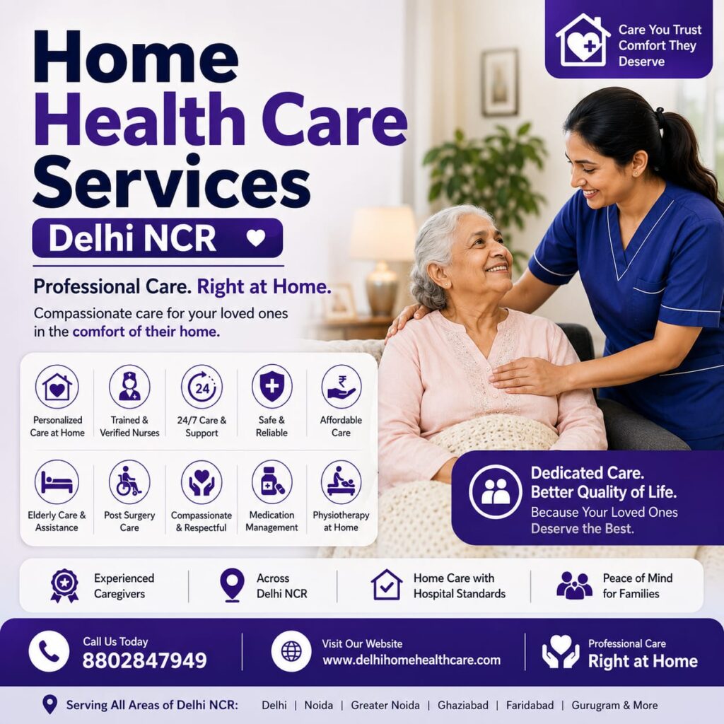 Home Healthcare Services in AIIMS Area 1 Home health care services in Delhi NCR with professional nursing care, elderly care and patient support at home